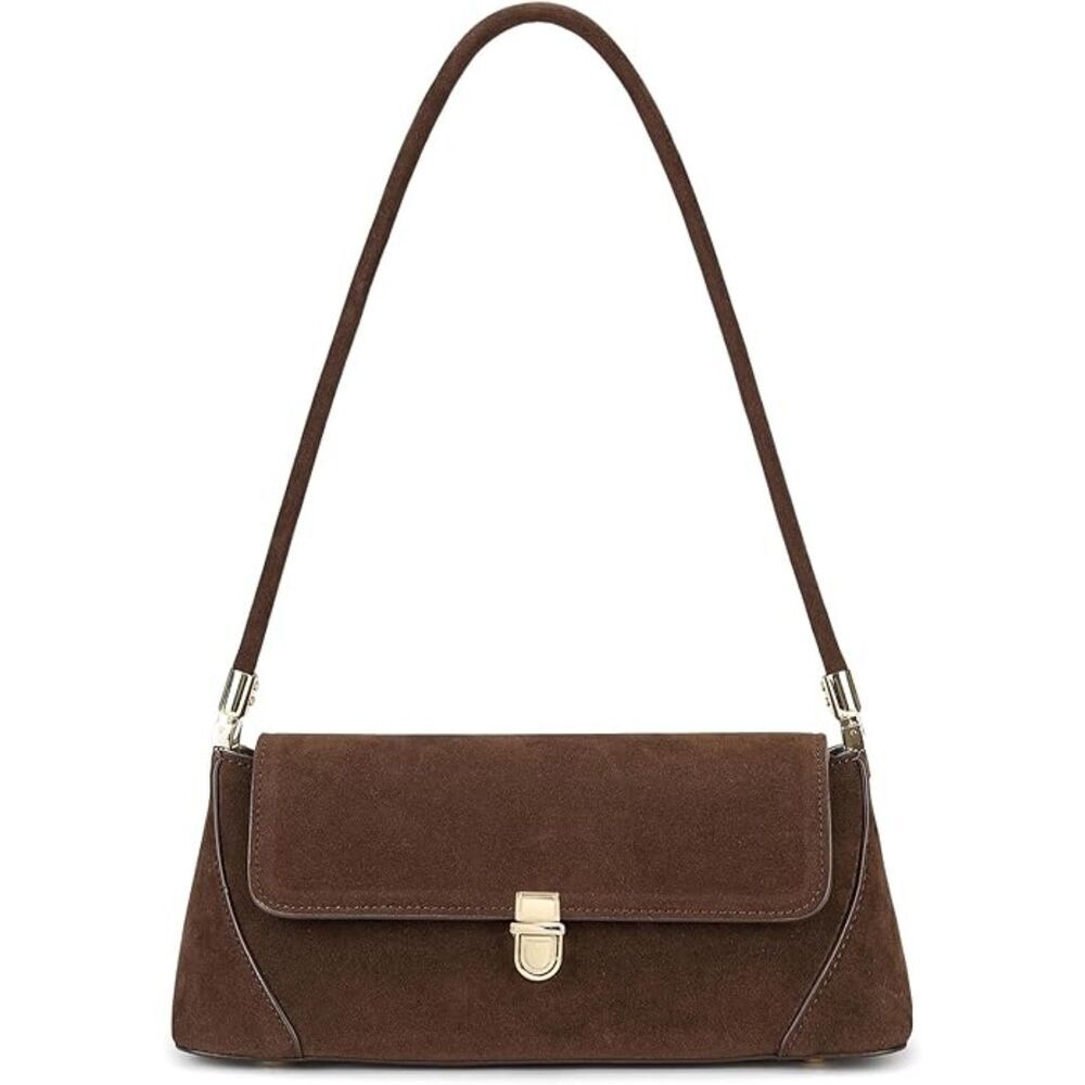 Women Suede Coffee Imported Vintage Retro Classic Cute Hobo Tote Clutch Bag